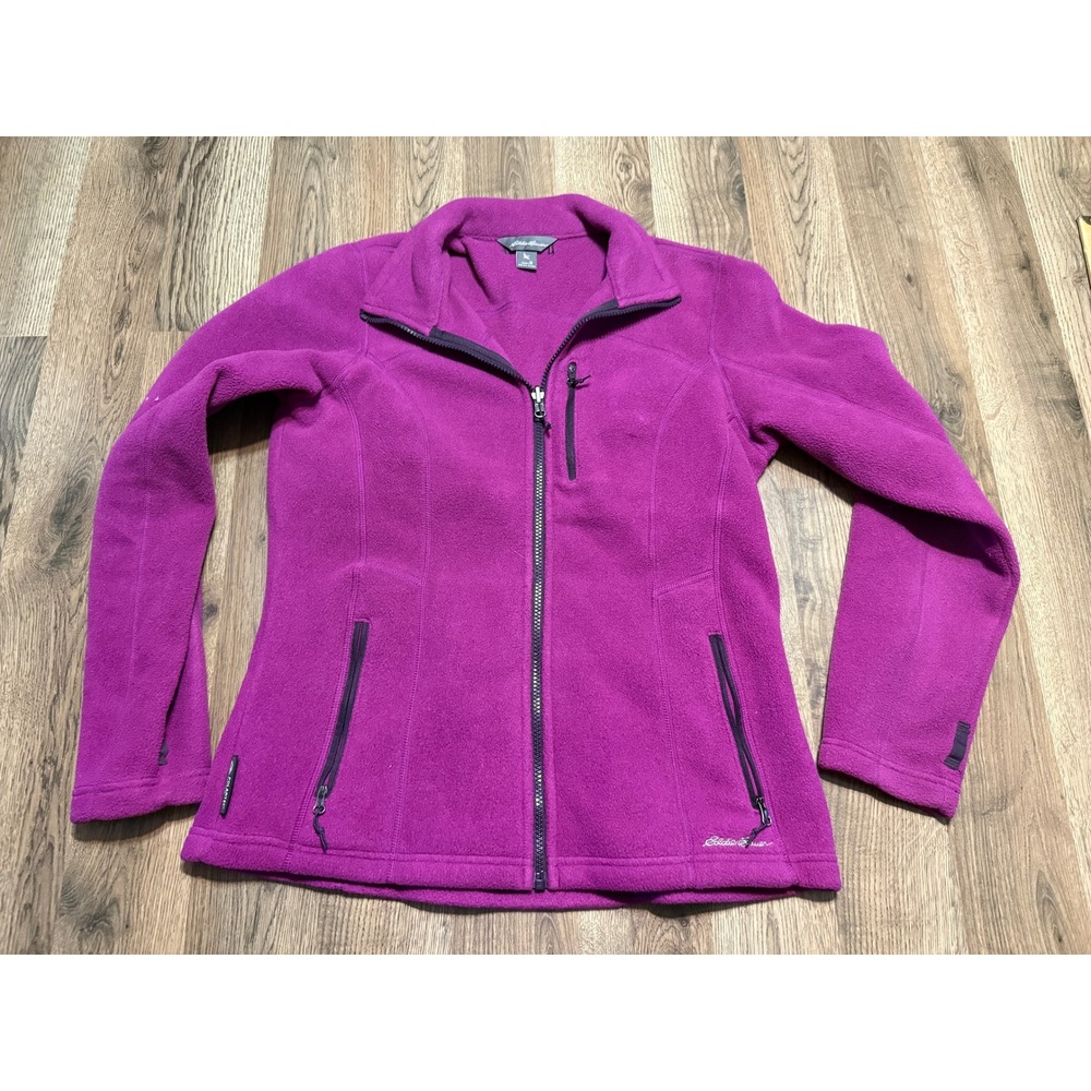 Eddie Bauer Jacket Womens Size M Purple Full Zip Mock Neck Polartec Fleece